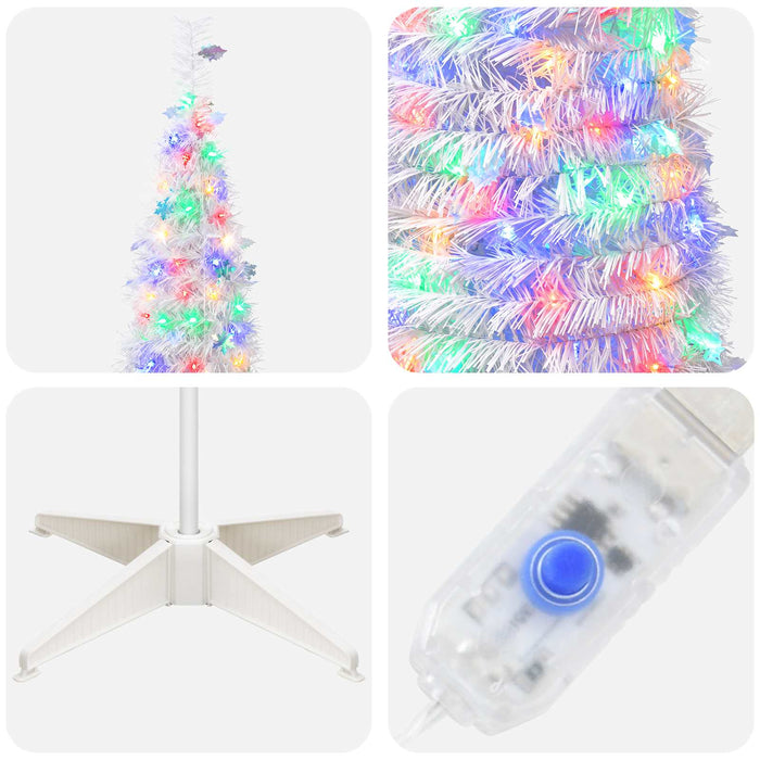 Brad de Crăciun pop up cu LED 210 cm 200 LED-uri PVC și PET Alb WALTI