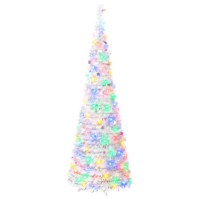 Brad de Crăciun pop up cu LED 210 cm 200 LED-uri PVC și PET Alb WALTI