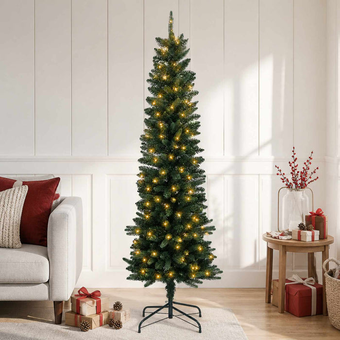 Copac Artificial Slăb de Crăciun 120 cm 150 LED-uri Alb cald WALTI