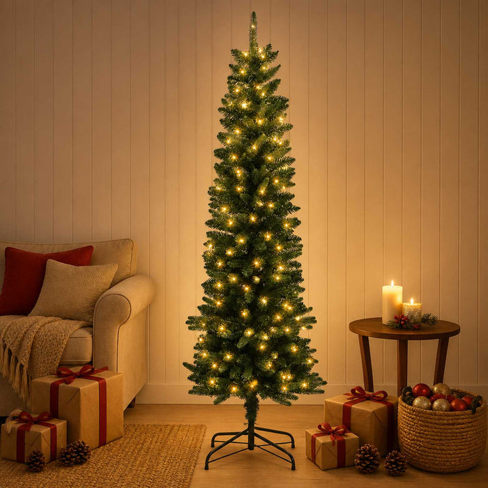 Copac Artificial Slăb de Crăciun 120 cm 150 LED-uri Alb cald WALTI