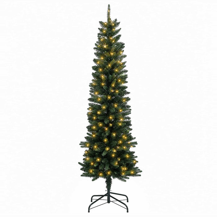 Copac Artificial Slăb de Crăciun 150 cm 150 LED-uri Alb cald WALTI