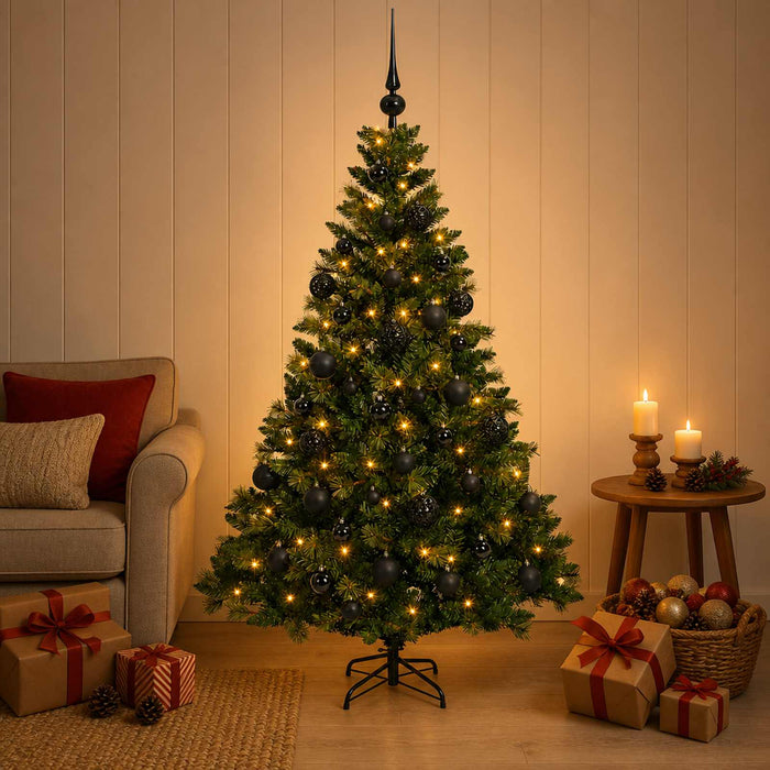 Brad de Crăciun artificial cu globuri 150 cm 150 LED-uri WALTI