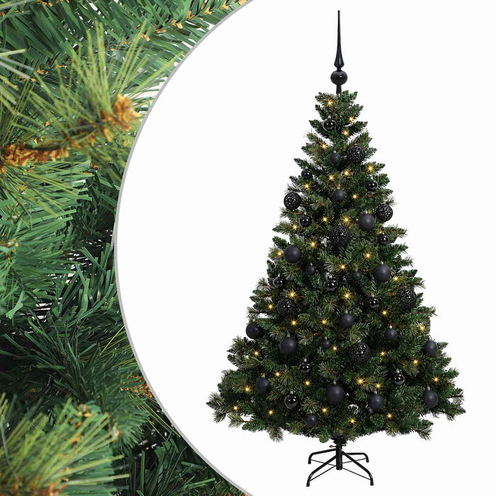 Brad de Crăciun artificial cu globuri 150 cm 150 LED-uri WALTI