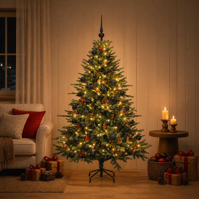 Brad de Crăciun artificial cu glob 150 cm 150 LED-uri Alb cald WALTI
