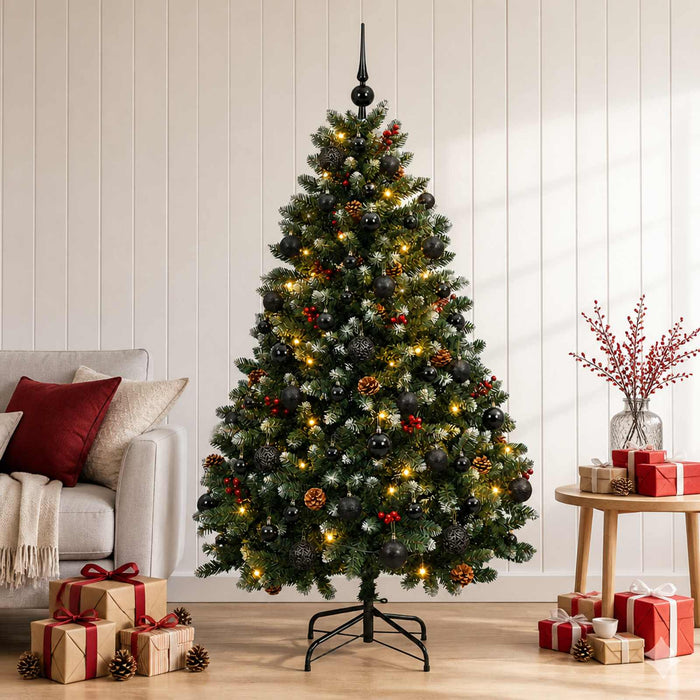 Brad de Crăciun artificial verde cu globuri 180 cm 300 LED-uri WALTI