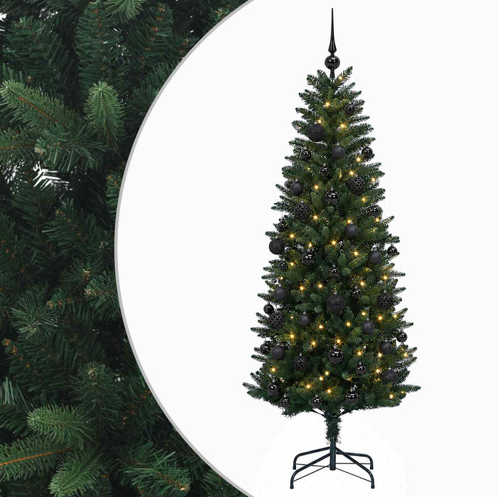 Brad de Crăciun artificial cu globuri 120 cm 150 LED-uri WALTI