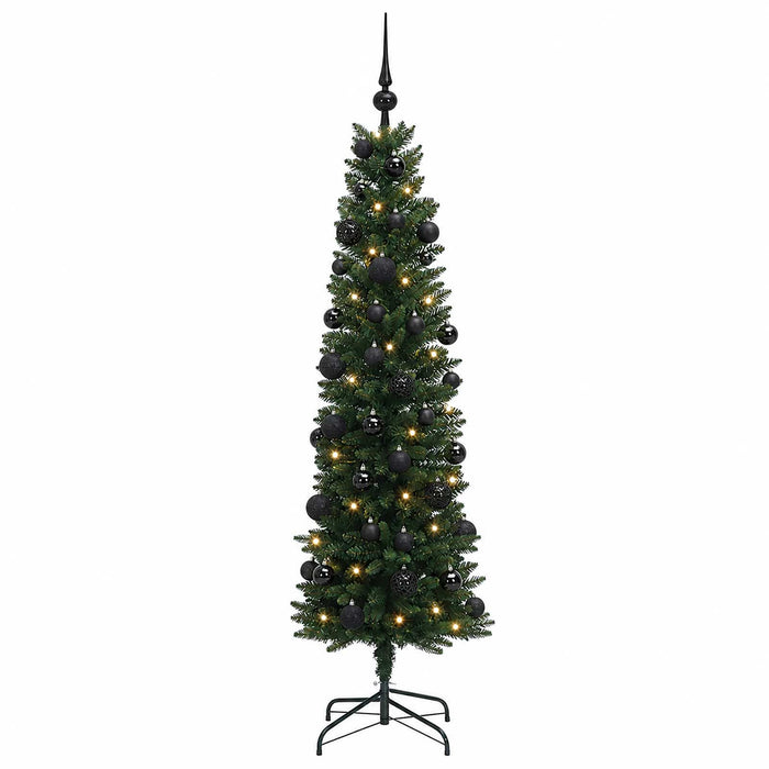 Brad de Crăciun artificial îngust cu globuri 120 cm 150 LED-uri WALTI