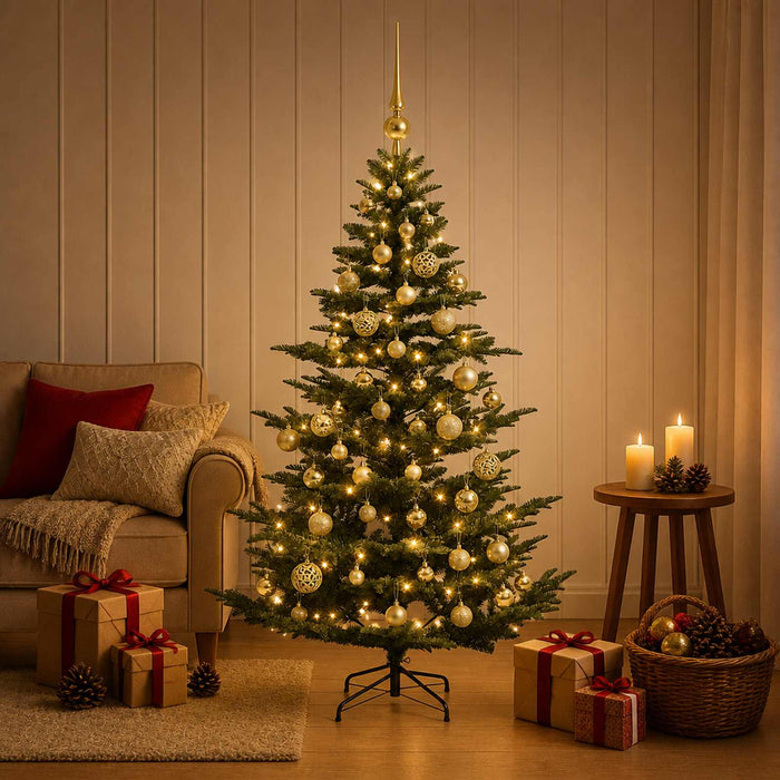 Brad de Crăciun artificial cu glob 120 cm 150 LED-uri Alb cald WALTI