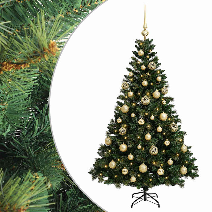 Brad de Crăciun artificial cu globuri 150 cm 150 LED-uri WALTI
