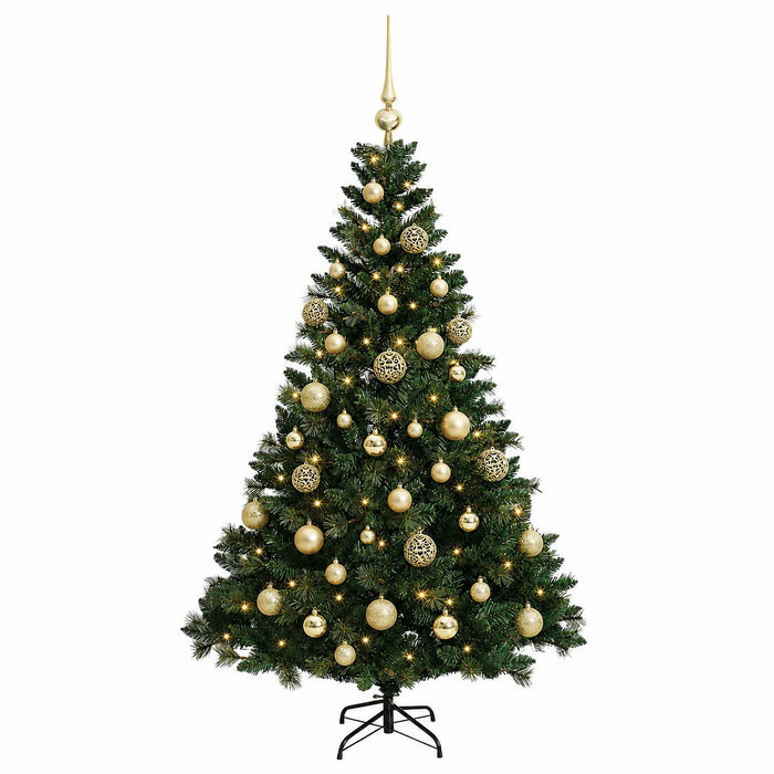Brad de Crăciun artificial cu globuri 150 cm 150 LED-uri WALTI