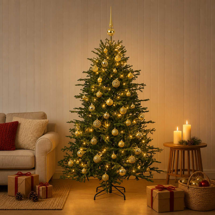 Brad de Crăciun artificial cu glob 150 cm 150 LED-uri Alb cald WALTI