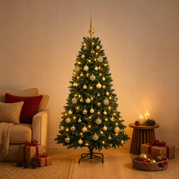 Brad de Crăciun artificial cu globuri 120 cm 150 LED-uri WALTI