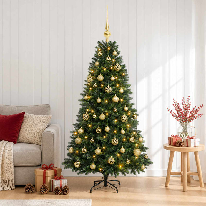 Brad de Crăciun artificial cu globuri 120 cm 150 LED-uri WALTI