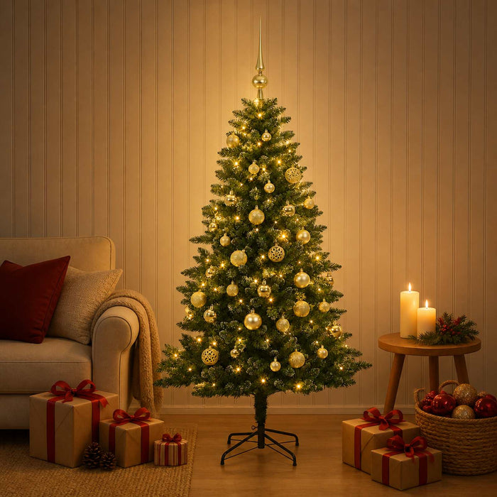 Brad de Crăciun artificial cu globuri 150 cm 150 LED-uri - WALTI WALTI