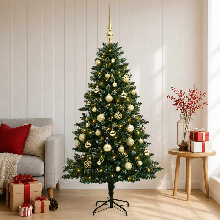 Brad de Crăciun artificial cu globuri 150 cm 150 LED-uri - WALTI WALTI