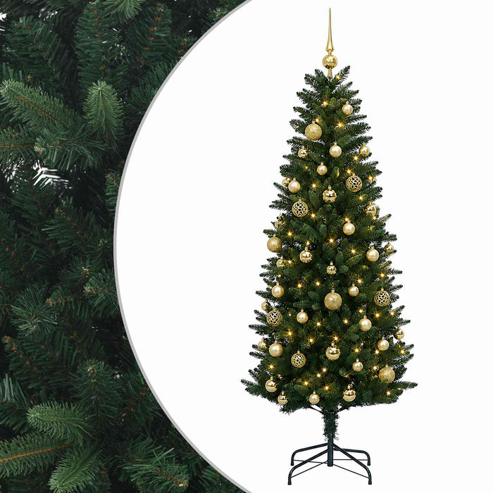 Brad de Crăciun artificial cu globuri 120 cm 150 LED-uri WALTI