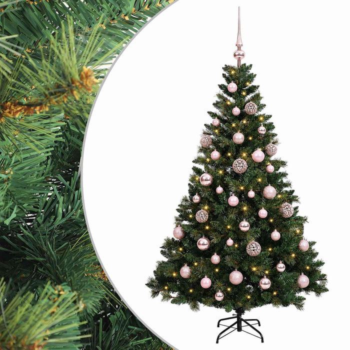Brad de Crăciun artificial cu globuri 150 cm 150 LED-uri WALTI
