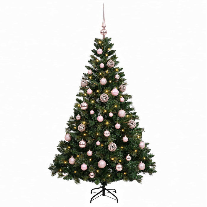 Brad de Crăciun artificial cu globuri 150 cm 150 LED-uri WALTI