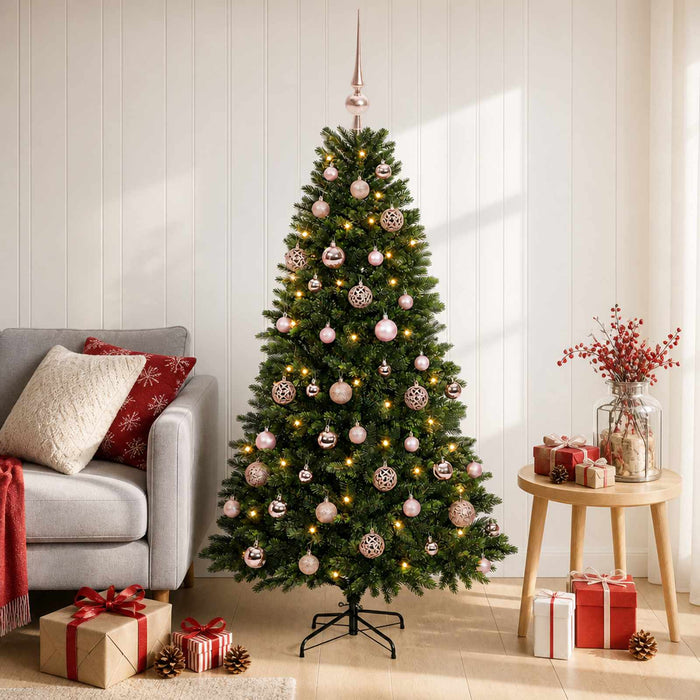 Brad de Crăciun artificial cu globuri 150 cm 150 LED-uri WALTI
