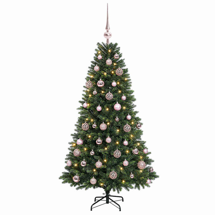 Brad de Crăciun artificial cu globuri 150 cm 150 LED-uri WALTI