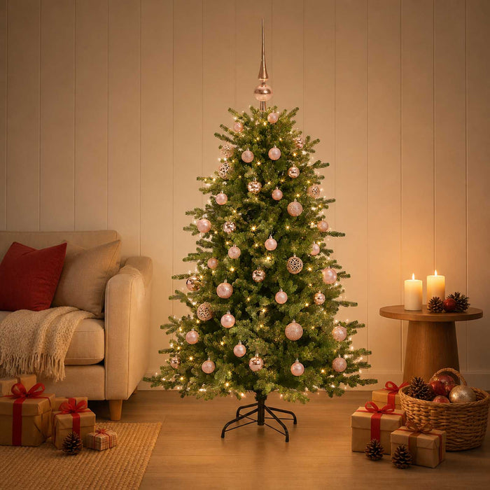 Brad de Crăciun artificial cu glob 120 cm 150 LED-uri Alb cald WALTI