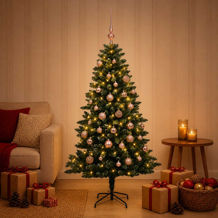 Brad de Crăciun artificial cu globuri 150 cm 150 LED-uri - WALTI WALTI