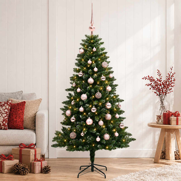 Brad de Crăciun artificial cu globuri 150 cm 150 LED-uri - WALTI WALTI