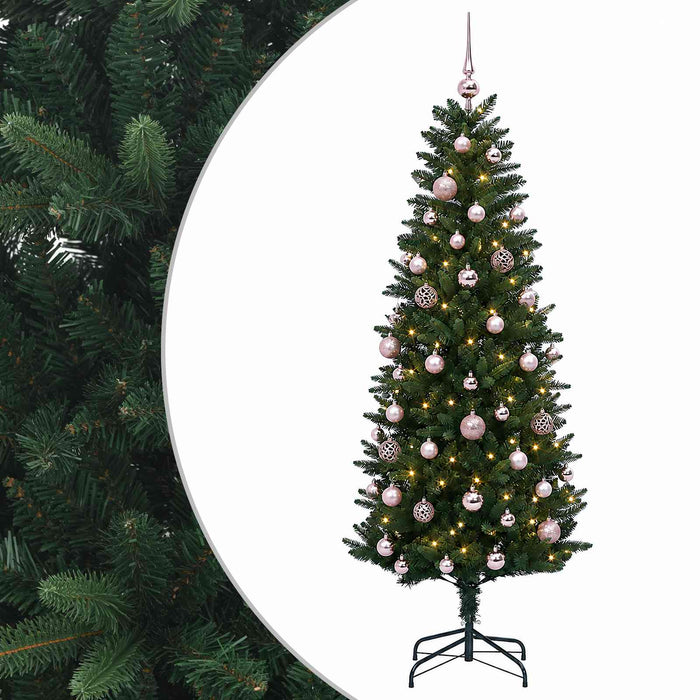 Brad de Crăciun artificial cu globuri 120 cm 150 LED-uri WALTI