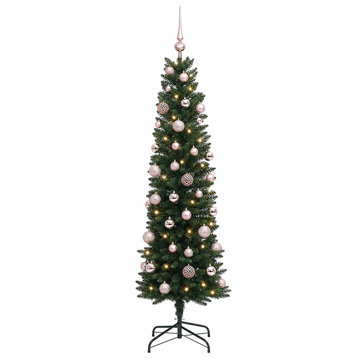 Brad de Crăciun artificial îngust cu globuri 150 cm 150 LED-uri WALTI