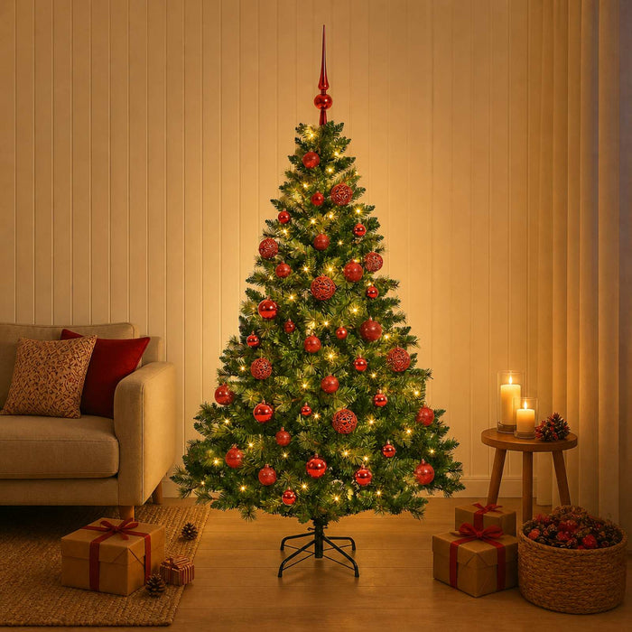 Brad de Crăciun artificial cu globuri 150 cm 150 LED-uri WALTI