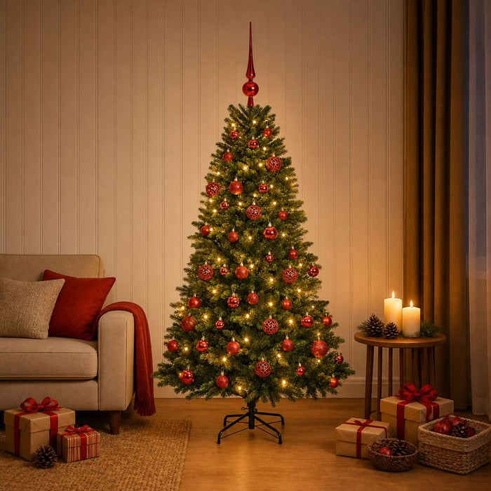 Brad de Crăciun artificial cu globuri 120 cm 150 LED-uri WALTI