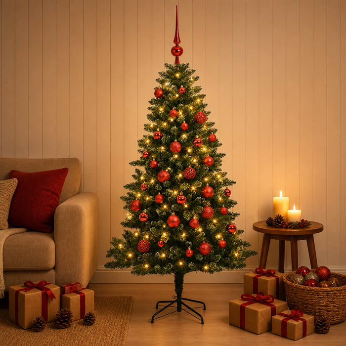 Brad de Crăciun artificial cu globuri 150 cm 150 LED-uri - WALTI WALTI