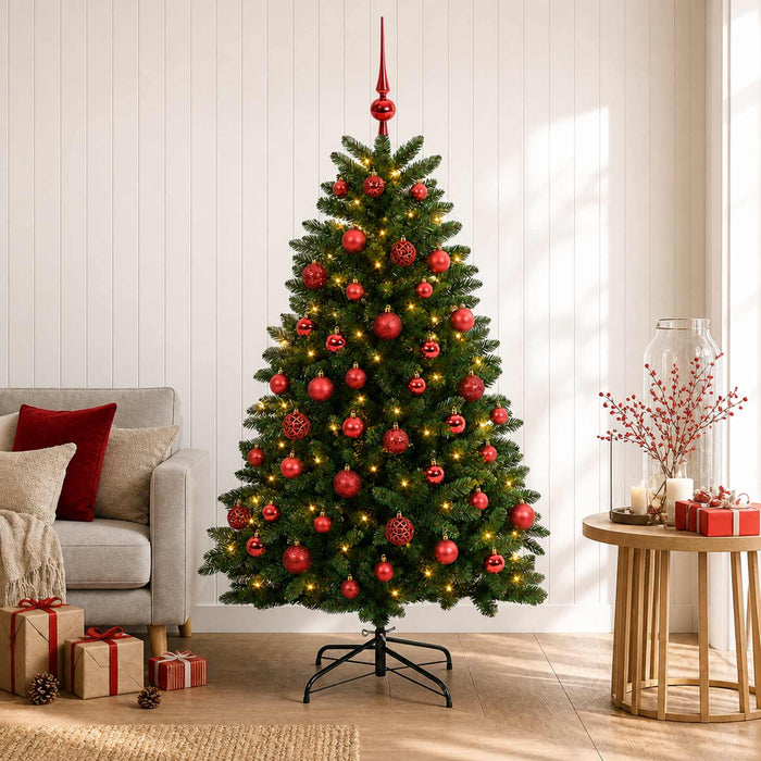 Brad de Crăciun artificial, verde mediu, cu globuri 150 cm WALTI
