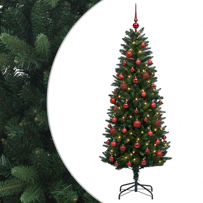 Brad de Crăciun artificial cu globuri 120 cm 150 LED-uri WALTI