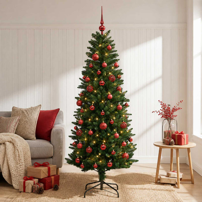 Brad de Crăciun artificial cu globuri 120 cm 150 LED-uri WALTI