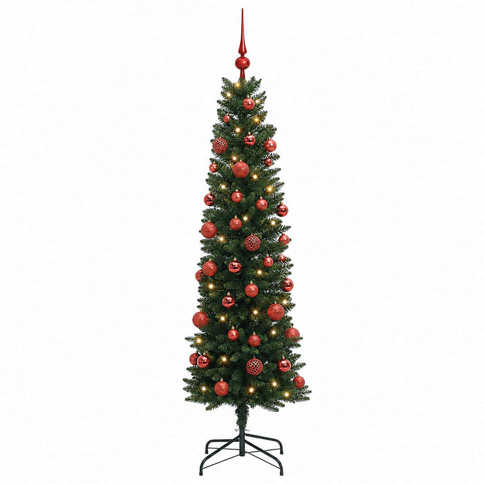 Brad de Crăciun artificial îngust cu globuri 150 cm 150 LED-uri WALTI