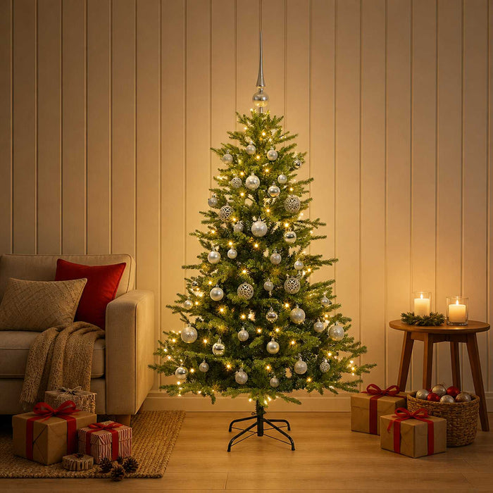 Brad de Crăciun artificial cu glob 120 cm 150 LED-uri Alb cald WALTI