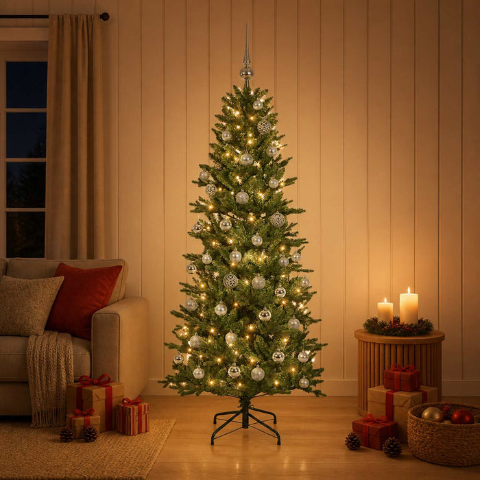 Brad de Crăciun artificial cu glob 150 cm 150 LED-uri Alb cald WALTI