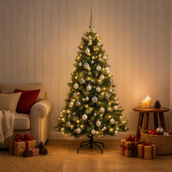 Brad de Crăciun artificial cu glob 120 cm 150 LED-uri Alb cald - WALTI WALTI
