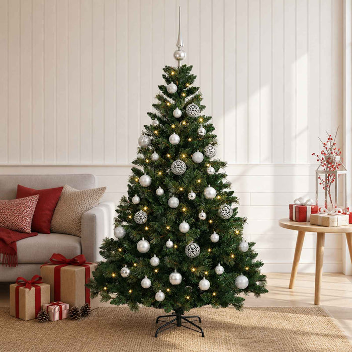 Brad de Crăciun artificial cu globuri 150 cm 150 LED-uri WALTI