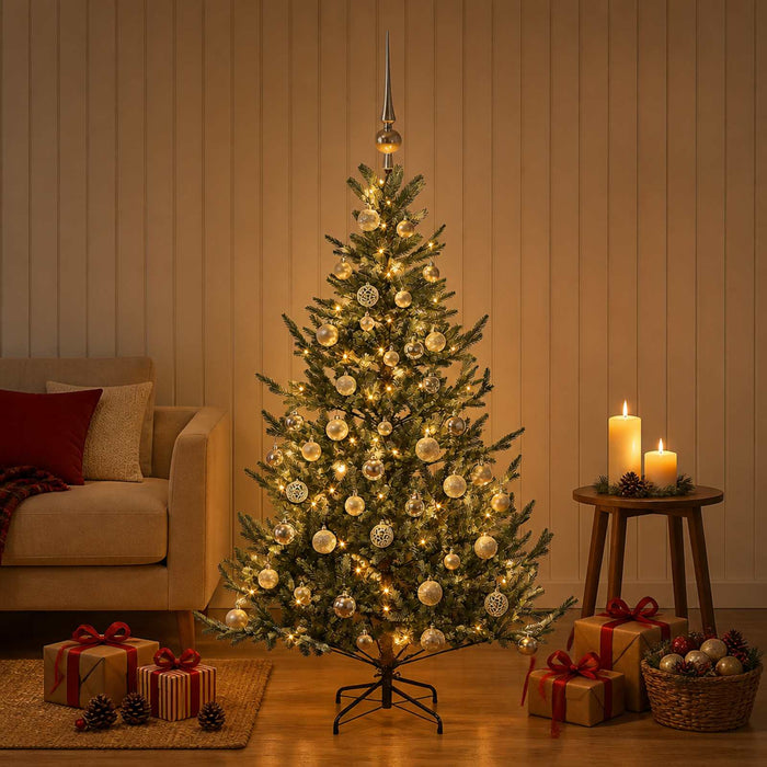 Brad de Crăciun artificial cu glob 120 cm 150 LED-uri Alb cald WALTI