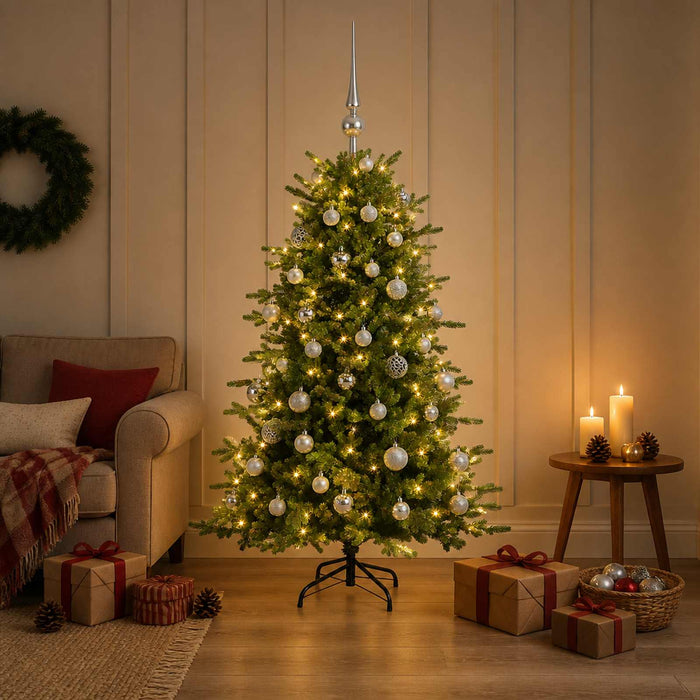 Brad de Crăciun artificial cu glob 150 cm 150 LED-uri Alb cald WALTI