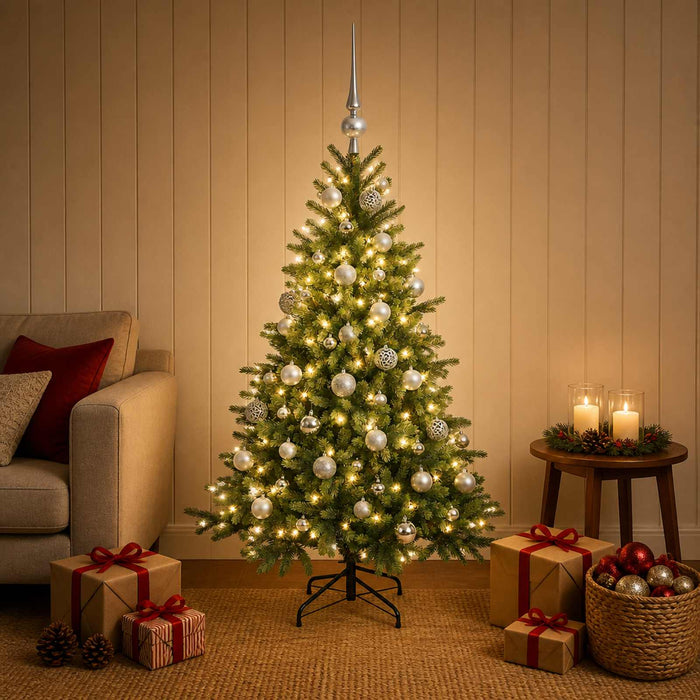 Brad de Crăciun artificial cu glob 150 cm 150 LED-uri Alb cald WALTI