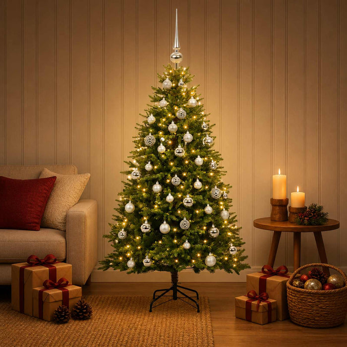 Brad de Crăciun artificial cu globuri 150 cm 150 LED-uri - WALTI WALTI