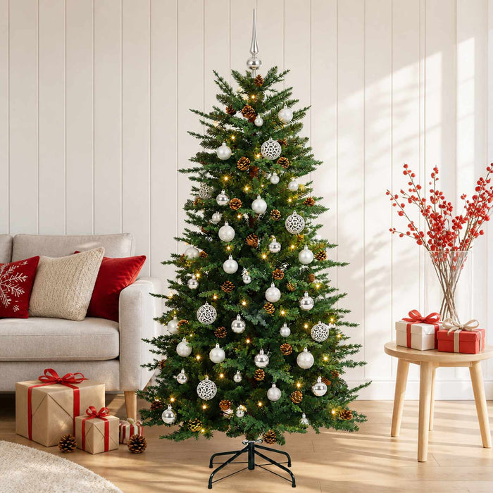 Brad de Crăciun artificial cu glob 150 cm 150 LED-uri Alb cald WALTI