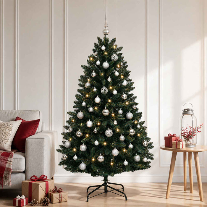 Brad de Crăciun artificial, verde închis, cu globuri 150 cm WALTI