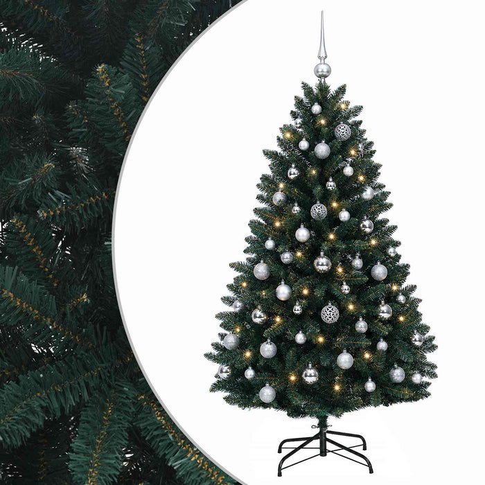 Brad de Crăciun artificial, verde închis, cu globuri 150 cm WALTI