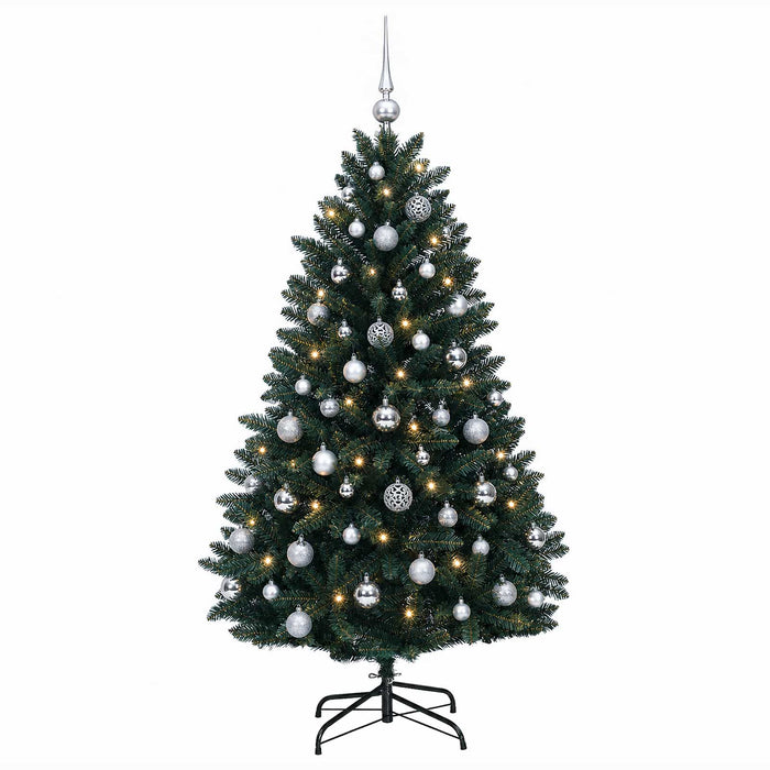 Brad de Crăciun artificial, verde închis, cu globuri 150 cm WALTI