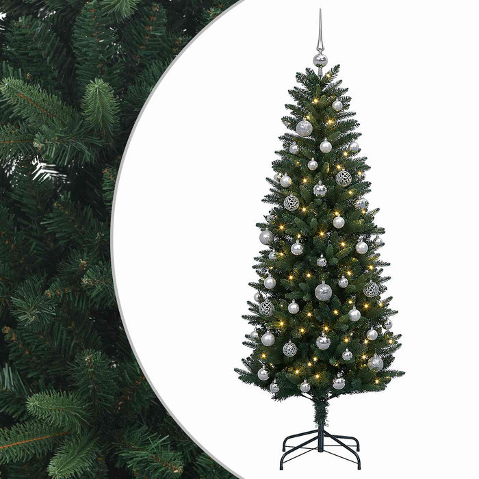 Brad de Crăciun artificial cu globuri 120 cm 150 LED-uri WALTI
