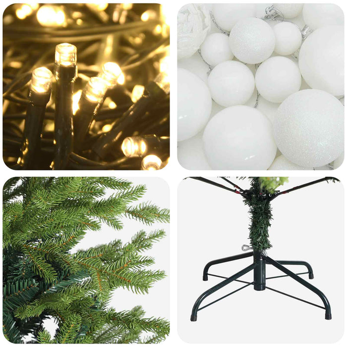 Brad de Crăciun artificial cu globuri 120 cm 150 LED-uri WALTI